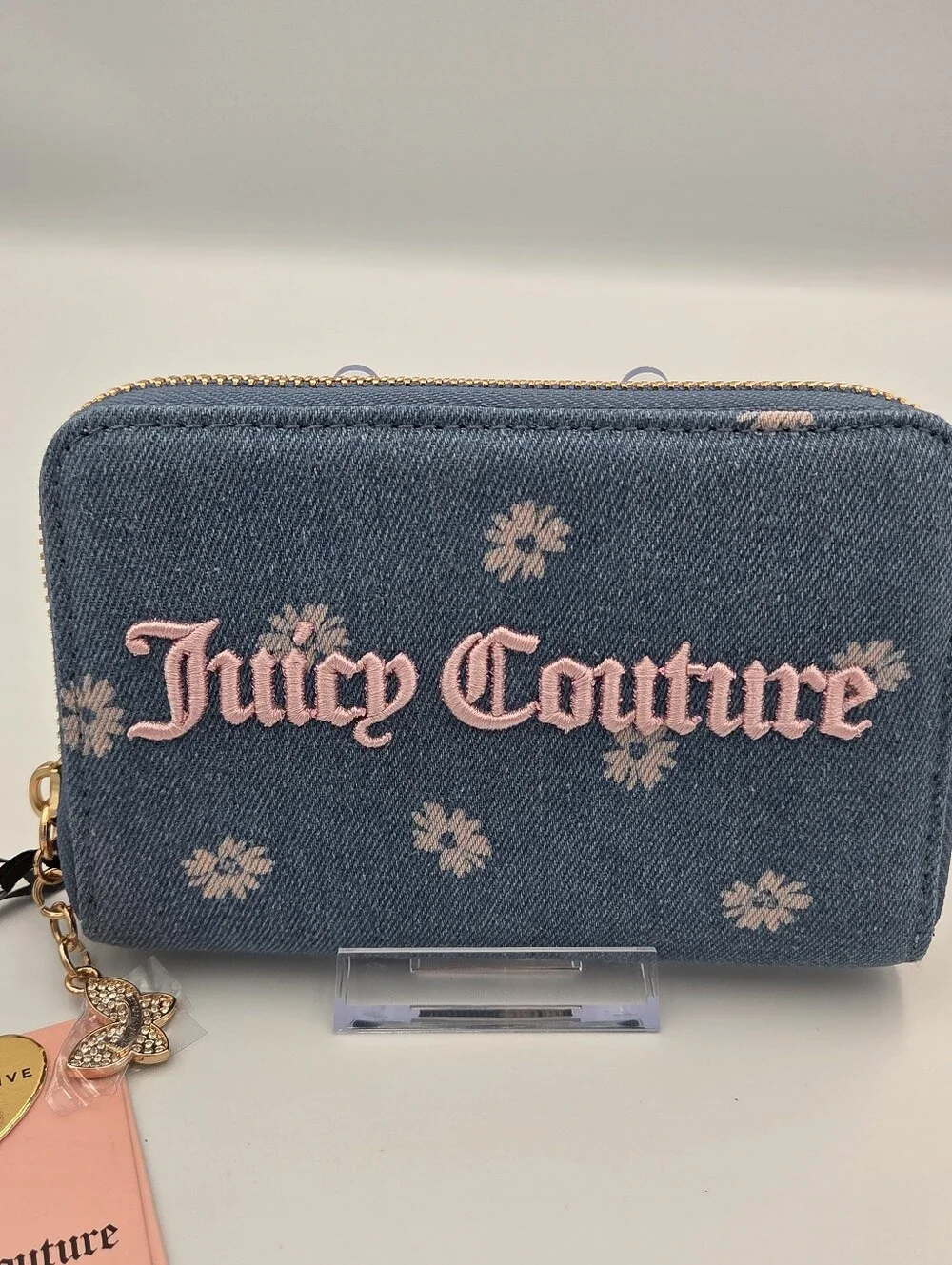 Juicy Couture Daisy Denim Zip Around Wallet Nwt